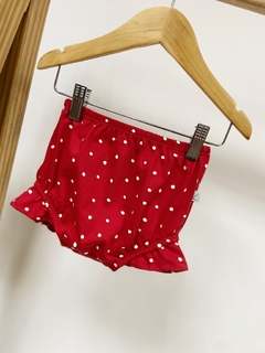 Pronta entrega - Bloomer com babado estampado vermelho Bolinhas off - comprar online