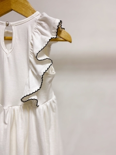 Pronta entrega - Vestido regata babados off picueta preta botão pérola na internet