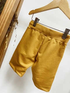 Pronta entrega - bermuda jogger moletinho mostarda escrita na internet