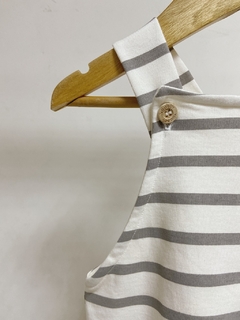 Pronta entrega - jardineira curta kids listra cinza pedra - You Boy Kids