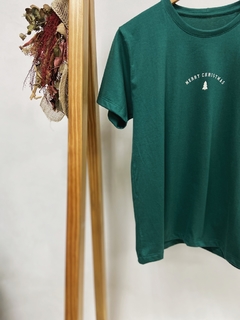 PRONTA ENTREGA - Camiseta adulta manga curta verde estampa mery christmas off na internet