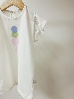 Pronta entrega - Blusa babado off SORVETE bordado picueta rosa claro botão pérola casquinha rosa claro - You Boy Kids