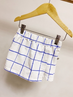 Pronta entrega - Shorts saia moletinho blue grid