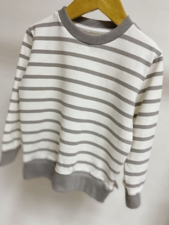 Pronta entrega - Casaco moletinho kids listra cinza pedra