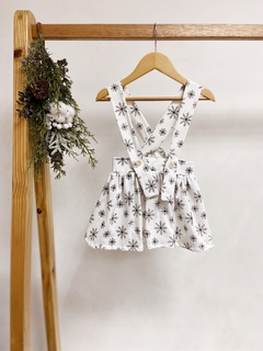 Pronta entrega - Salopete alça kids off flocos de neve preto - comprar online