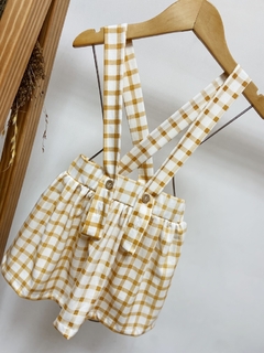 Pronta entrega - Salopete alça xadrez mostarda na internet