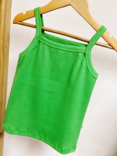 Pronta entrega - regata alça kids canelada hortelã