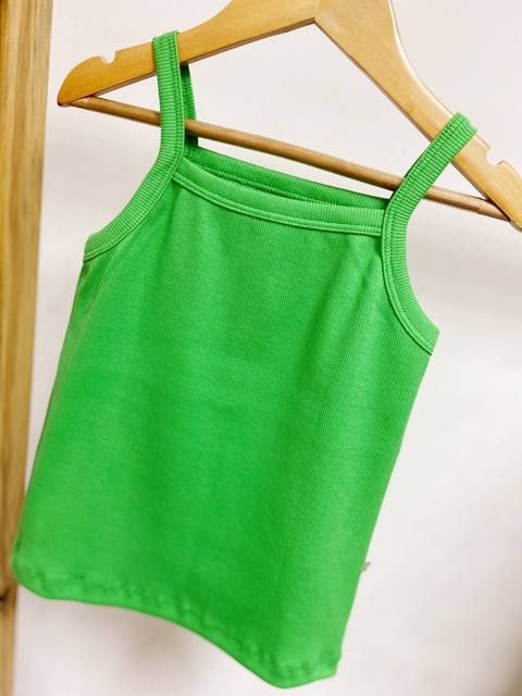 Pronta entrega - regata alça kids canelada hortelã