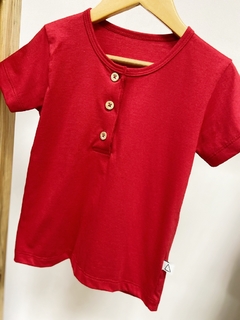 Pronta entrega - Camiseta kids manga curta botões liso basics vermelho na internet