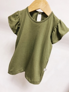 Imagem do Pronta entrega - Blusa babado botão pérola verde cactus