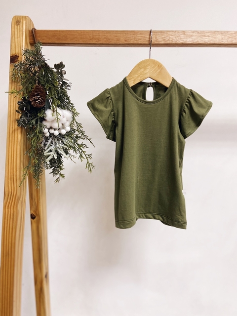 Pronta entrega - Blusa babado botão pérola verde cactus