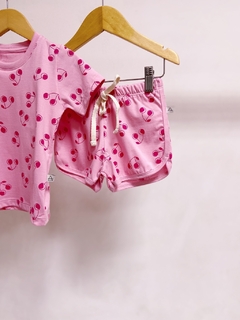 Pronta entrega - conjunto kids Camiseta Manga curta + shorts boxer estampado cherry - comprar online