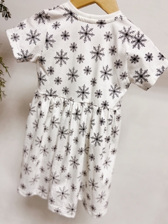 Pronta entrega - Vestido Mullet manga curta off flocos de neve preto - loja online