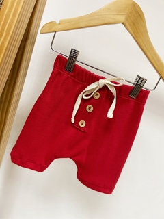 Pronta entrega - Bermuda saruel Kids com botões canelado Vermelho - comprar online