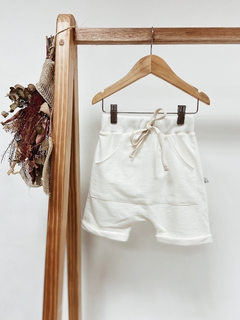 Pronta Entrega - Bermuda Saruel baby Bolso Canguru Moletinho off