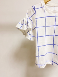 Pronta entrega - blusa manga curta com babado blue grid - You Boy Kids