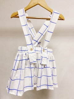 Pronta entrega - Salopete alça kids blue grid