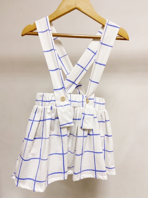 Pronta entrega - Salopete alça kids blue grid