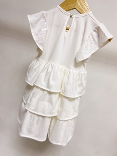 Pronta entrega - Vestido manga babado saia babados botão pérola off na internet