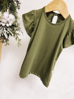 Pronta entrega - Blusa babado botão pérola verde cactus - comprar online