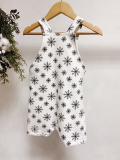 Pronta entrega - jardineira kids off flocos de neve preto - You Boy Kids