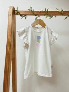 Pronta entrega - Blusa babado off SORVETE bordado picueta rosa claro botão pérola casquinha rosa claro - comprar online