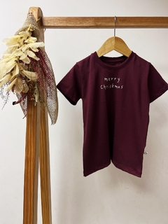 Pronta entrega - Camiseta kids manga curta mery christmas vinho