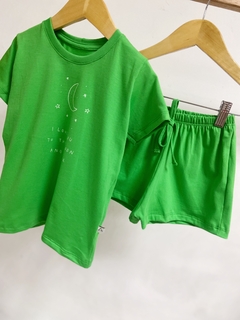 Pronta Entrega - Pijaminha curto hortelã lua brilha no escuro - You Boy Kids