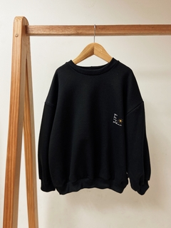 Pronta entrega - casaco moletom oversized peluciado preto you are my sunshine na internet