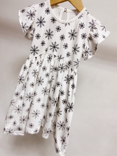 Pronta entrega - Vestido Mullet babado off flocos de neve preto botão pérola - You Boy Kids