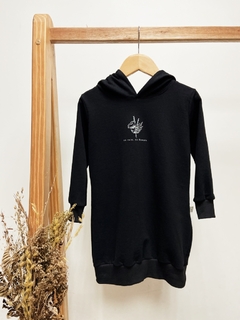 Pronta entrega - Vestido moletinho kids com capuz estampado floral liberty estampa escrita NO RAIN, NO FLOWERS na internet