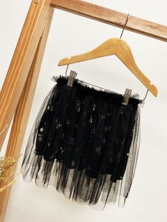 Pronta entrega - Saia tule kids preto estampada floral liberty - comprar online