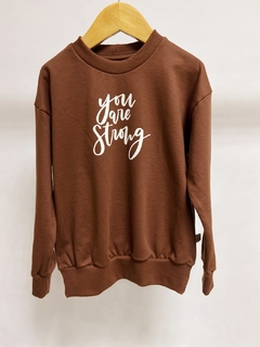 Pronta entrega - Casaco kids marrom you are strong moletinho - comprar online