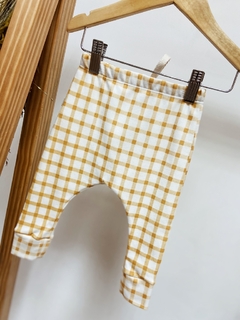Imagem do Pronta entrega - Calça Baby Harém Xadrez mostarda
