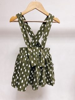 Pronta entrega - Salopete alça kids verde cactus pinheirinhos off - You Boy Kids