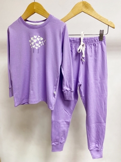 Pronta Entrega - Pijaminha longo Lilac ovelhinha corações brilha no escuro - loja online