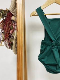 pronta entrega - Romper baby botões madeira natural verde