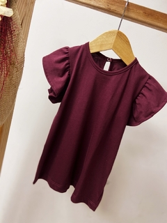 Pronta entrega - Blusa babado lisa vinho botão pérola - comprar online