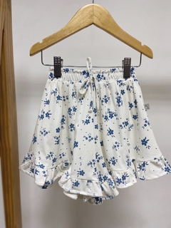 Pronta entrega - Conjunto cropped babado + shorts babado floral azul vintage - You Boy Kids