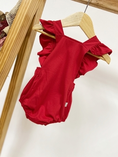 Pronta entrega - Romper baby babado liso vermelho