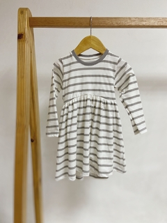 Pronta entrega - Vestido Mullet manga longa listra cinza pedra - comprar online