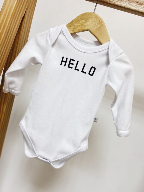 PRONTA ENTREGA - Body manga longa branco HELLO