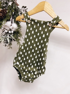 Pronta entrega - Romper baby verde cactus com botões pinheirinhos off na internet