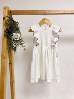 Pronta entrega - Vestido regata babados off picueta preta botão pérola - comprar online