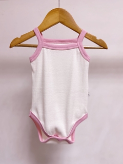 Pronta entrega - body regata baby canelado off detalhe tutti-frutti