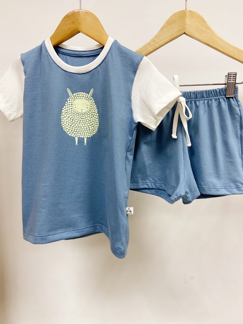 Pronta Entrega - Pijaminha curto denim brilha no escuro