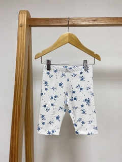 Pronta entrega - Bermuda moletinho com elastano floral azul vintage na internet