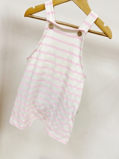 Pronta entrega - jardineira baby listrada rosa claro na internet