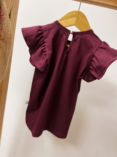 Pronta entrega - Blusa babado lisa vinho botão pérola - loja online