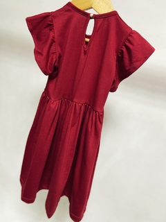 Pronta entrega - Vestido Mullet kids manga babado Marsala na internet